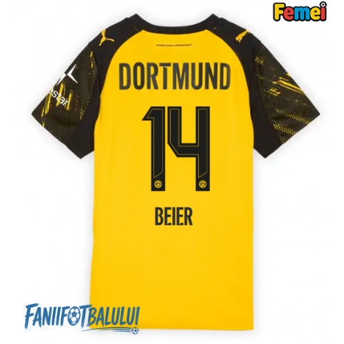 Borussia Dortmund Maximilian Beier #14 Tricou Fotbal Replică 2025-26 Femei Acasa Borussia Dortmund Maximilian Beier #14 Tricou Fotbal Replică 2025-26 Femei Acasa
